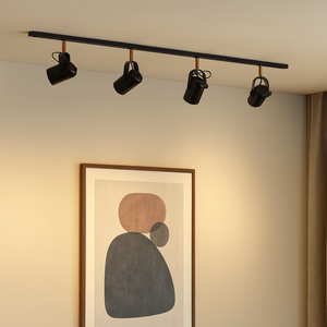 Trilho de Teto com 4 Spots Direcionáveis Ewa 1m Preto