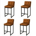 Ver imagem 2 de Banqueta Cozinha Alta com Encosto Industrial Kit 4 Preto Lirina Pu Whisky C05 - D’Rossi