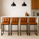 Ver imagem 1 de Banqueta Cozinha Alta com Encosto Industrial Kit 4 Preto Lirina Pu Whisky C05 - D’Rossi