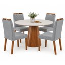 Ver imagem 1 de Conjunto Sala de Jantar Mesa Gênova 110cm Tampo Redondo Vidro Off White com 4 Cadeira