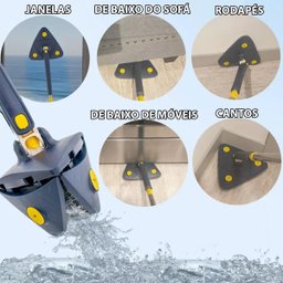 Mop Esfregao Triangular Giratorio Telescopio Espreme Agua Limpa Esfrega Parede Teto Chao Piso Janela - 8