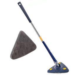 Mop Esfregao Triangular Giratorio Telescopio Espreme Agua Limpa Esfrega Parede Teto Chao Piso Janela - 1