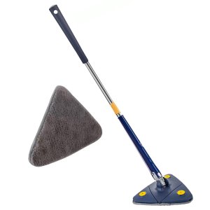 Mop Esfregao Triangular Giratorio Telescopio Espreme Agua Limpa Esfrega Parede Teto Chao Piso Janela