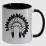 Caneca Branca com Interna Preta Y5 Umbanda Candomblé Cocar Indígena Desenho 2 - 1