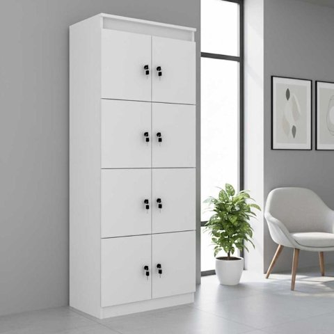 Armário Locker Guarda Volume 8 Portas com Chave 60x160cm Branco ME4202 - Tecnomobili