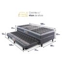 Ver imagem 2 de Cama Box Solteiro com Auxiliar D28 Aspen 88 Cinza/Branco Hellen Colchões