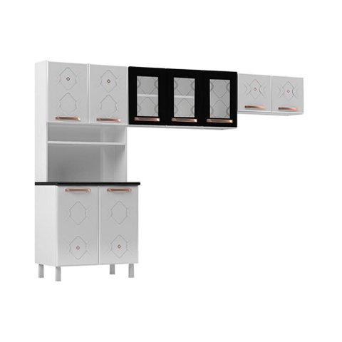 Cozinha Compacta Mirage Aço 3 Peças (2 Aéreos + 1 Paneleiro) Czc40 Branco/preto - Telasul