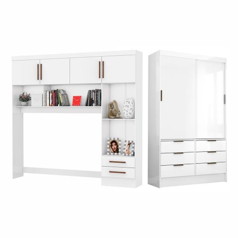 Guarda Roupa Casal Modulado Sevilha 4 e 2 Portas 8 Gavetas Carioca Móveis