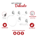 Ver imagem 2 de Kit Acessórios para Banheiro 5 Peças Linha Delicato Cor Branco e Cromado Durín