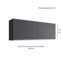 Ver imagem 3 de Armário para Cozinha Aéreo 4 Portas 1,6m - Andréia: Cinza Fosco