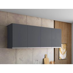 Armário para Cozinha Aéreo 4 Portas 1,6m - Andréia: Cinza Fosco - 1