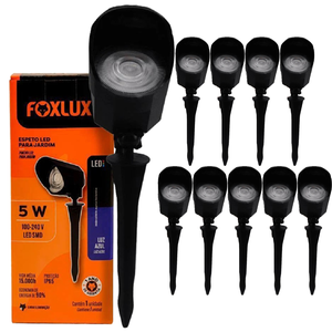 Kit 10 Espeto Led para Jardim 5w Azul Bivolt Foxlux