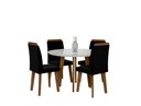 Ver imagem 1 de Conjunto Mesa de Jantar Malina 4 Lugares Sala Redonda com Vidro Modelo Retrô com Pés em Madeira Cor
