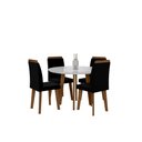 Ver imagem 1 de Conjunto Mesa de Jantar Malina 4 Lugares Sala Redonda com Vidro Modelo Retrô com Pés em Madeira Cor