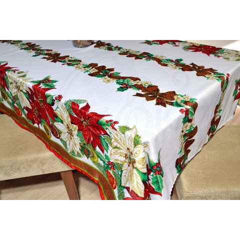 Toalha de Mesa Oxford Natal - Laços de Natal Arte & Tear Toalha de Mesa Natal Quadrada - 1,40 M