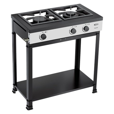 Fogão Imperador Semi Industrial 2 Queimadores sem Forno com Mesa em Aço Clarice