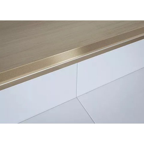 Perfil Aluminio L Para Escada Degrau Barra 1 Metro Dourado