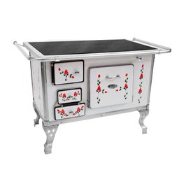Fogão a Lenha Simples N2 Porta Basculante Direito Flor Artesanal Chapa Vitrocerâmica - 1