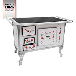 Fogão a Lenha Simples N2 Porta Basculante Direito Flor Artesanal Chapa Vitrocerâmica - 2