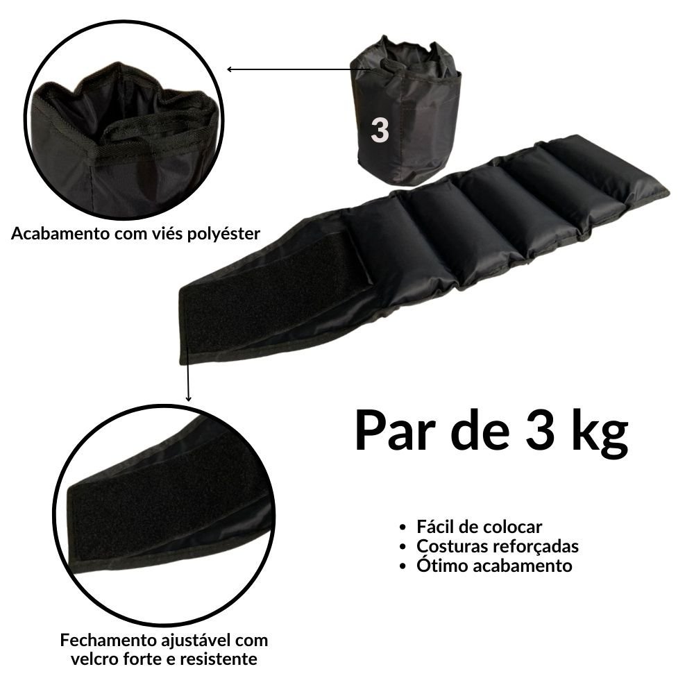 Kit Treino Funcional Roda Abdominal Escada Par de Caneleira 3kg - 3