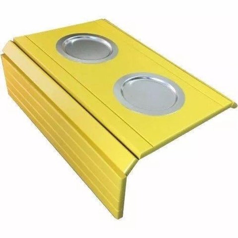 Esteira Bandeja para Braço Sofá Porta Copo Alumínio Amarelo.