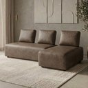 Ver imagem 2 de Sofa Modular 2 Lugares e Chaise Block Pes Madeira Courino Tcs 729 Moll