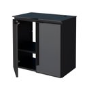 Ver imagem 2 de Conjunto Banheiro Aço Gabinete Umbu 60 Tampo Vidro Com Espelho Luna Cozimax Preto