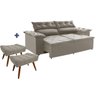 Conjunto Sofá Compact 2 metros retrátil e reclinável com Molas Espirais e 2 Puffs Suede Castor - Sof - 7