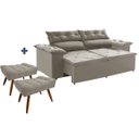 Ver imagem 2 de Conjunto Sofá Compact 2 metros retrátil e reclinável com Molas Espirais e 2 Puffs Suede Castor - Sof