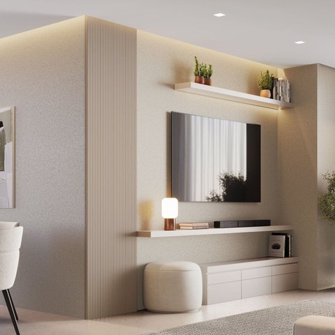 Painel Ripado Tóquio 2,50x0,58x3,3mm(1,45)m² Ecorevest Bege