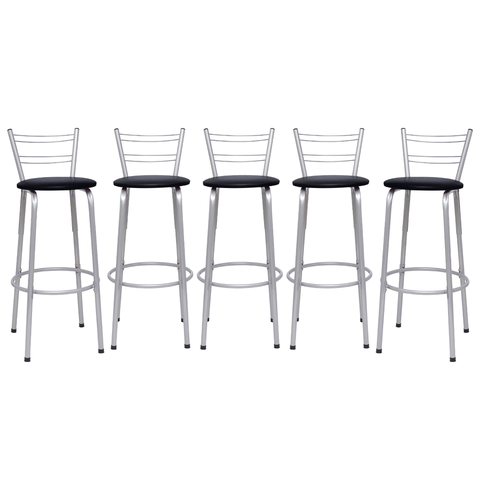 Kit 5 Banquetas para Balcão Flórida Prata Bistrô Ilhas Cozinha Gourmet Bares
