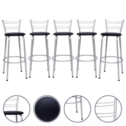 Kit 5 Banquetas para Balcão Flórida Prata Bistrô Ilhas Cozinha Gourmet Bares - 1