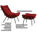 Ver imagem 3 de Conjunto Decorativo Poltrona e Puff Abel Base de Madeira Preto Veludo Vermelho - Gran Belo