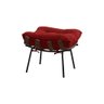 Conjunto Decorativo Poltrona e Puff Abel Base de Madeira Preto Veludo Vermelho - Gran Belo - 8
