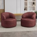 Ver imagem 3 de Kit 02 Poltronas Giratória Orgânica para Sala de Estar Living Helena L02 Linho Bordô - Lyam Deco