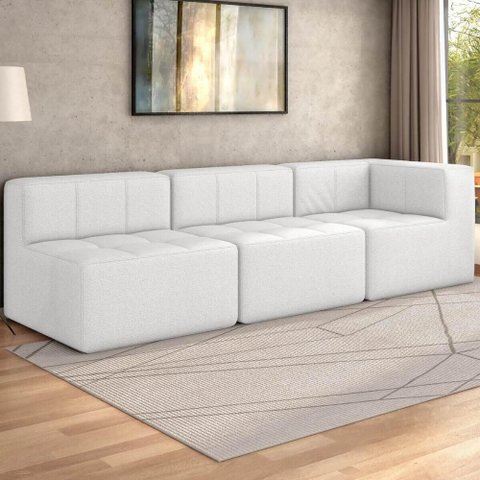 Sofá Modulado 3 Lugares 231cm Espuma D33 Multimóveis Cr45359 Branco
