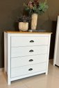 Ver mais imagens de Cômoda 4 Gavetas Topázio 100% Madeira Maciça para Quarto Branco/Freijó