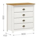 Ver imagem 4 de Cômoda 4 Gavetas Topázio 100% Madeira Maciça para Quarto Branco/Freijó