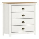 Ver imagem 3 de Cômoda 4 Gavetas Topázio 100% Madeira Maciça para Quarto Branco/Freijó