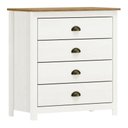 Ver imagem 3 de Cômoda 4 Gavetas Topázio 100% Madeira Maciça para Quarto Branco/Freijó