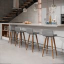 Ver imagem 1 de 4 Meia Banquetas Línea P/ Cozinha Gourmet em Linho Cinza