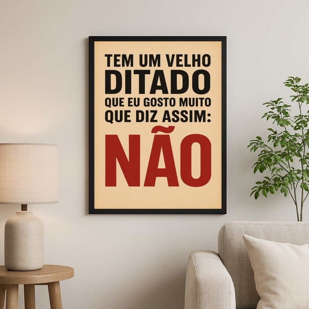 Quadro Decorativo Humor - Dizer Não 45x34cm - com Vidro:moldura Branca ...