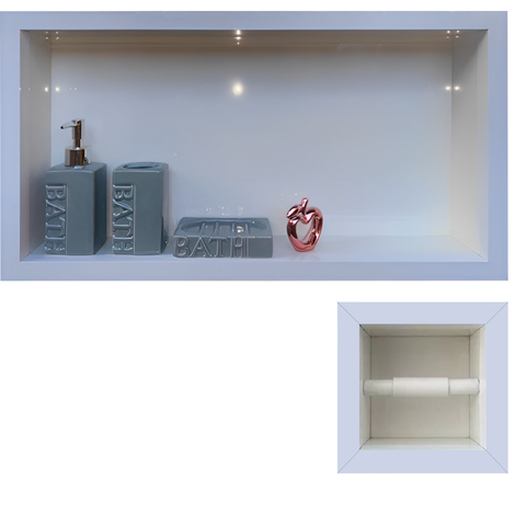 Kit de Nicho para Banheiro com Porta Papel Higiênico Porcelanato Branco