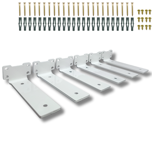 Seis Suportes de Parede Formato Invisível 15cm Mão Francesa Design Moderno para Prateleira Branco