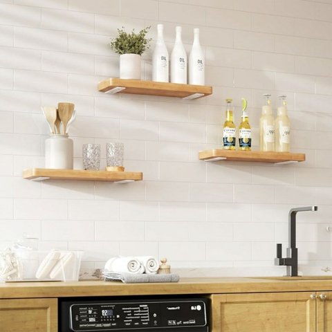 Seis Suportes de Parede Formato Invisível 15cm Mão Francesa Design Moderno para Prateleira Branco