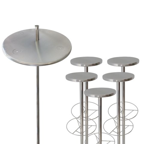 Kit Mesa Bar Molhado com Regulagem + 5 Bancos + Chumbadores