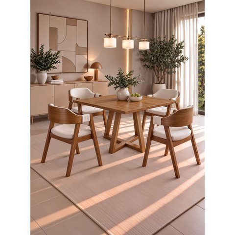Conjunto Sala de Jantar 4 Lugares Freijó Siena - On Móveis
