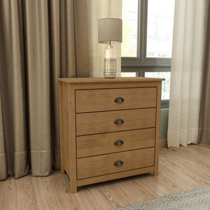 Cômoda 4 Gavetas Topázio 100% Madeira Maciça para Quarto