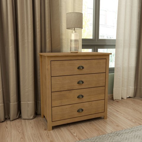 Cômoda 4 Gavetas Topázio 100% Madeira Maciça para Quarto Marrom/Freijó