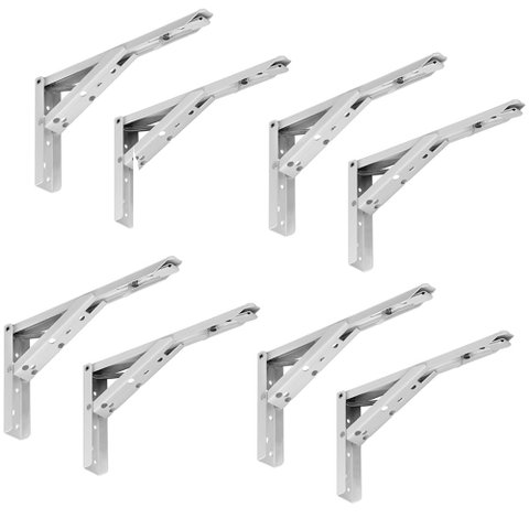 Kit 04 Pares Suporte para Mesa Dobrável Retrátil 30 Cm H02 Mão Francesa Branco - Lyam